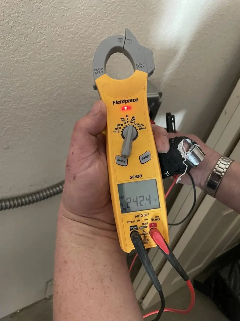 Voltage testing with clamp meter during Hot Tub / Pool Electrical Wiring in Meadowbrook
